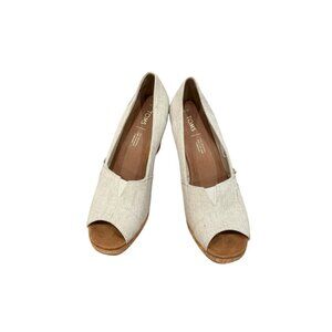 Toms Women's Tan/Nude Open Toe Wedges Size 10W